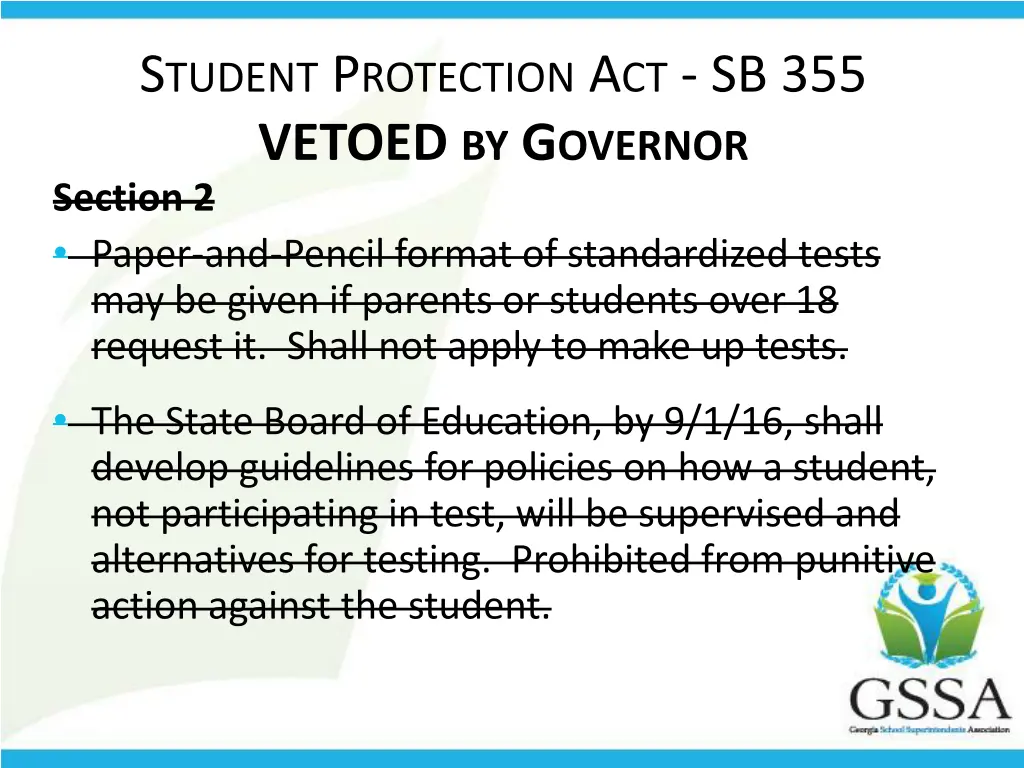 s tudent p rotection a ct sb 355 vetoed