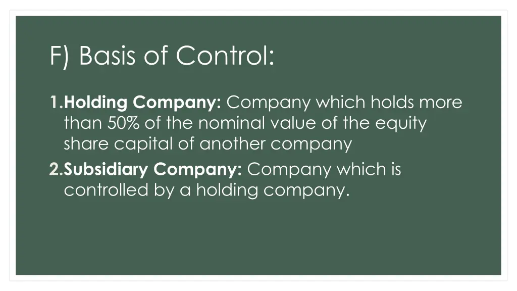 f basis of control