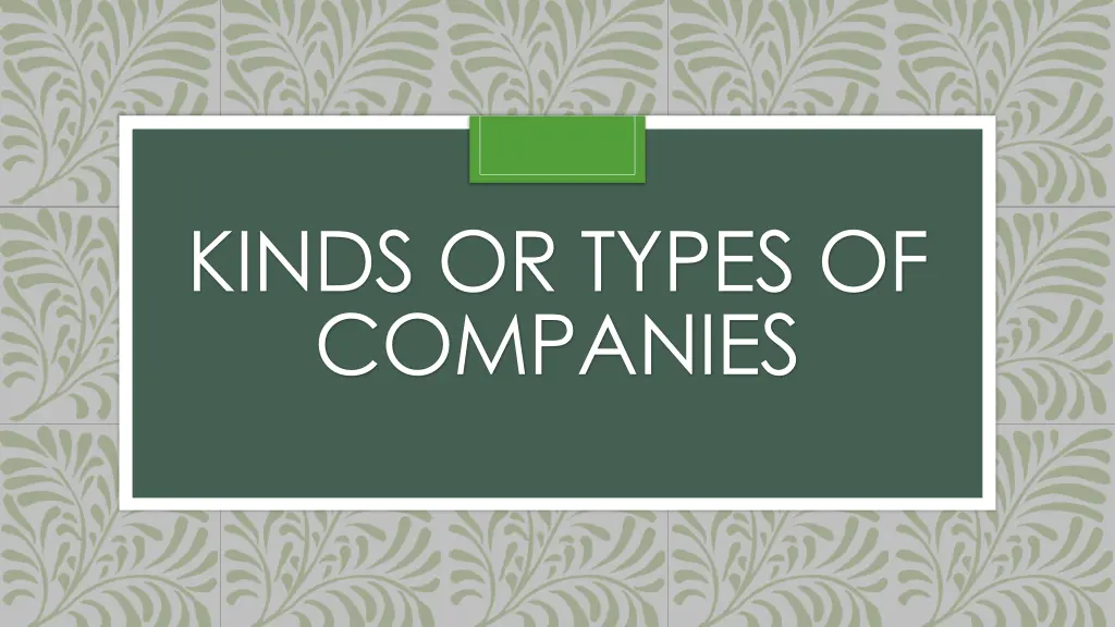 kinds or types of companies