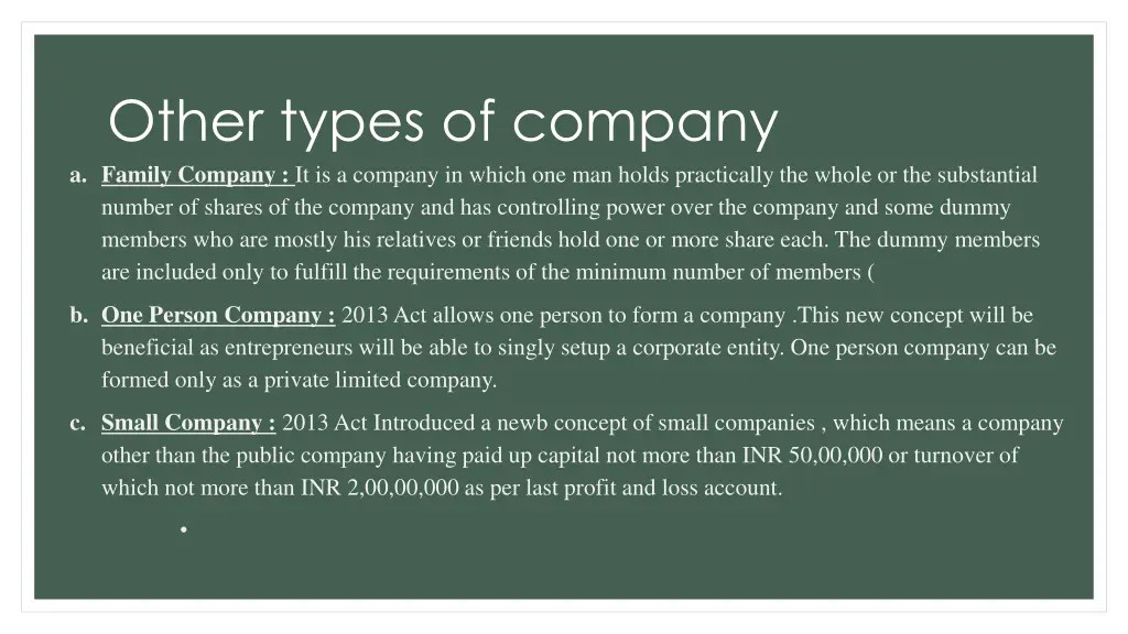 other types of company a family company