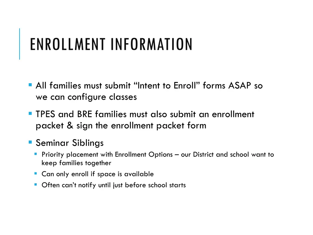 enrollment information