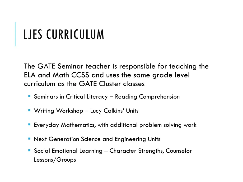 ljes curriculum
