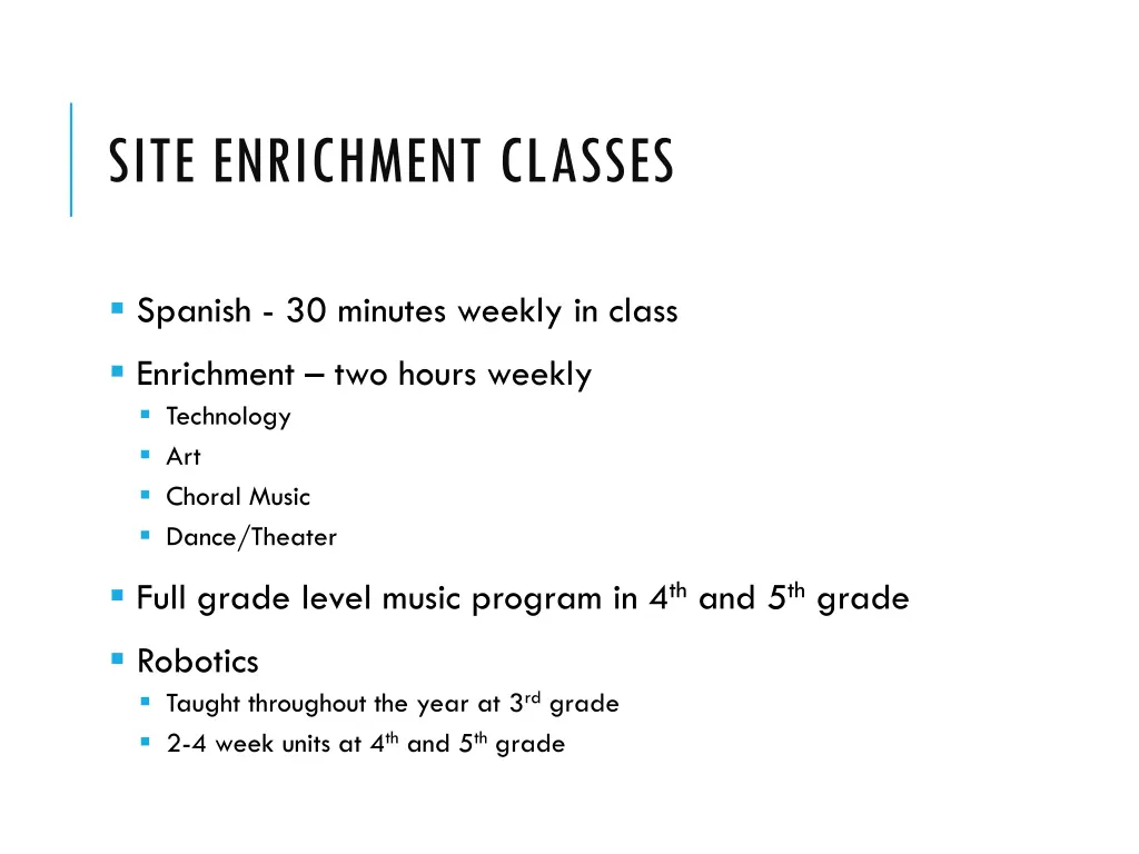 site enrichment classes