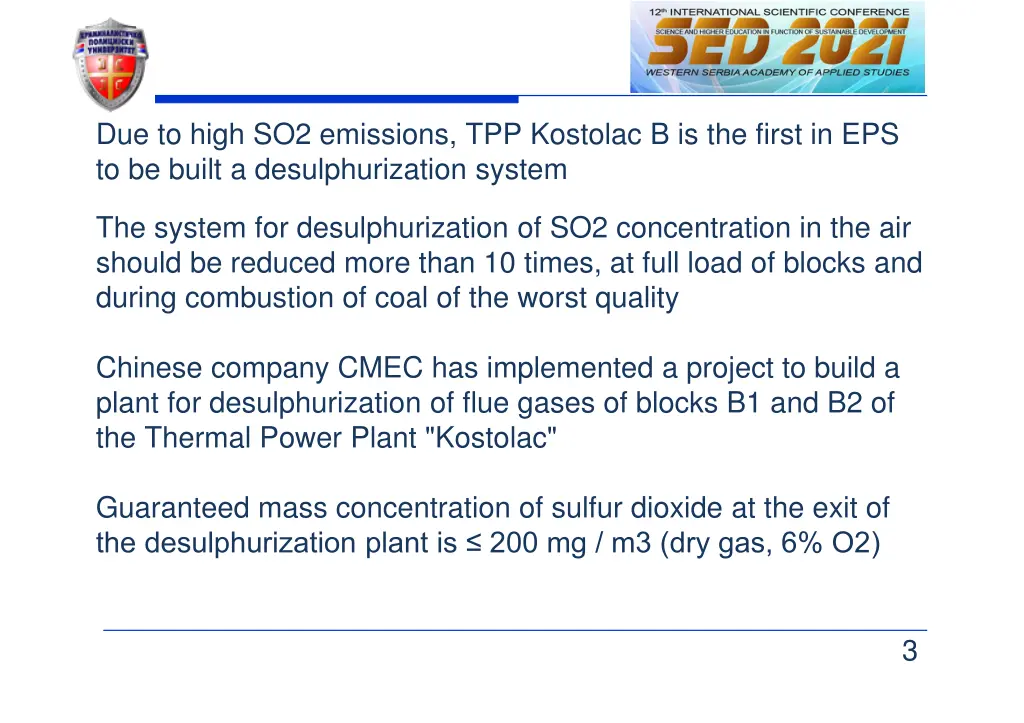 due to high so2 emissions tpp kostolac