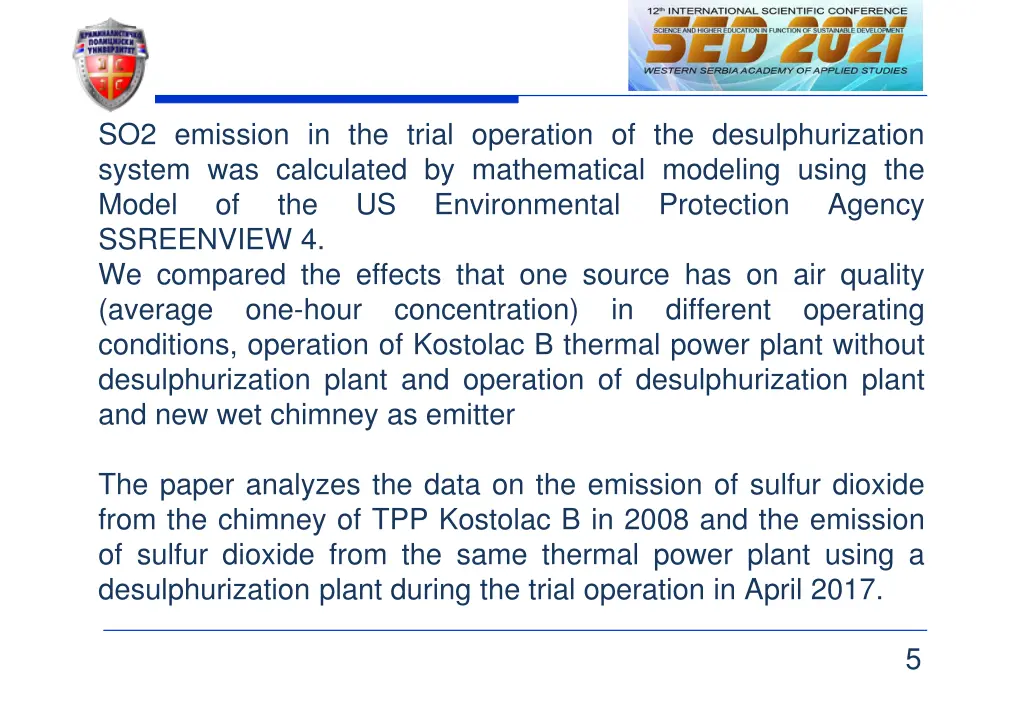 so2 emission in the trial operation