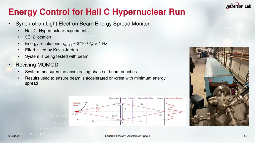 energy control for hall c hypernuclear run