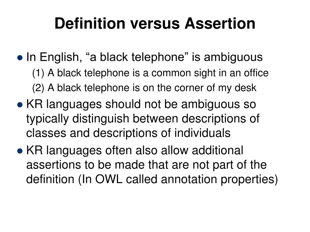 definition versus assertion