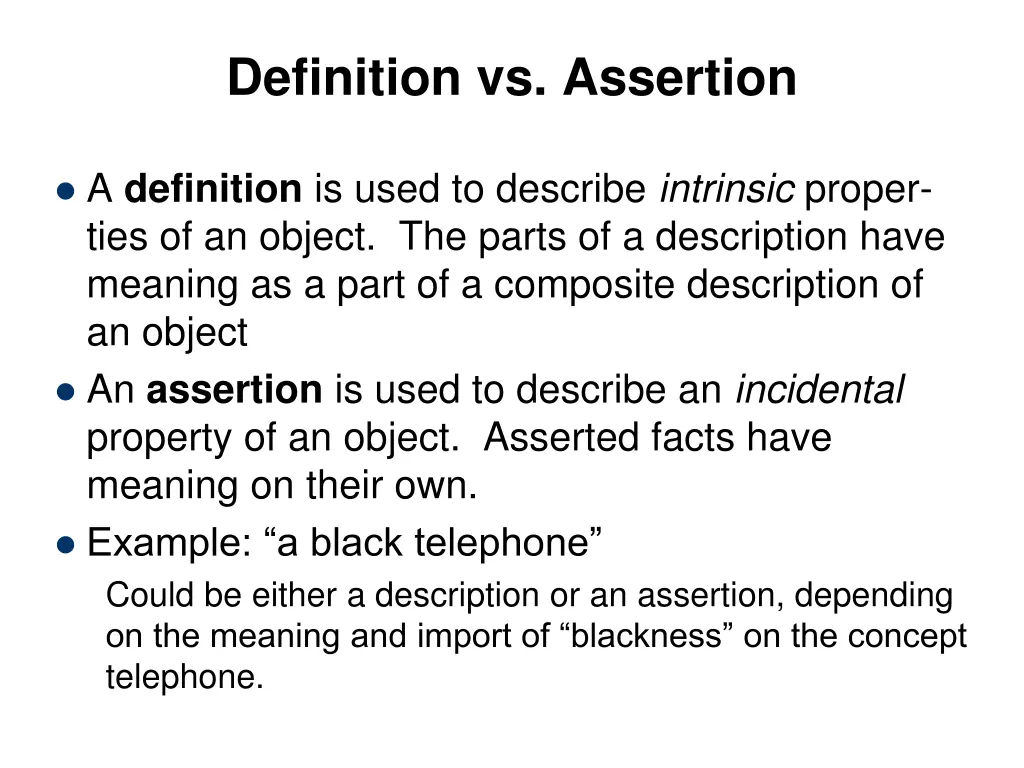 definition vs assertion