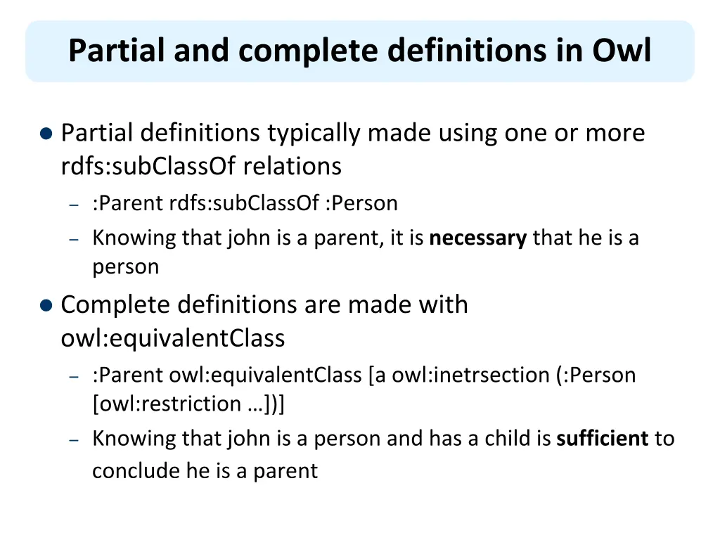 partial and complete definitions in owl