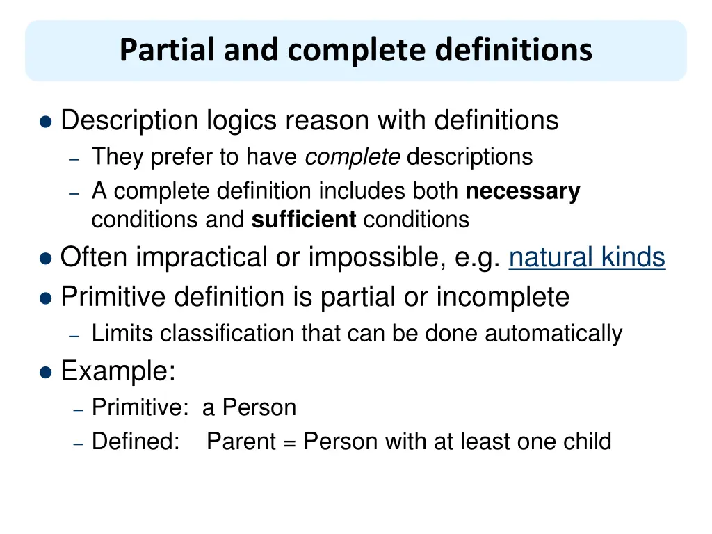 partial and complete definitions