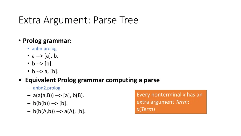 extra argument parse tree 2