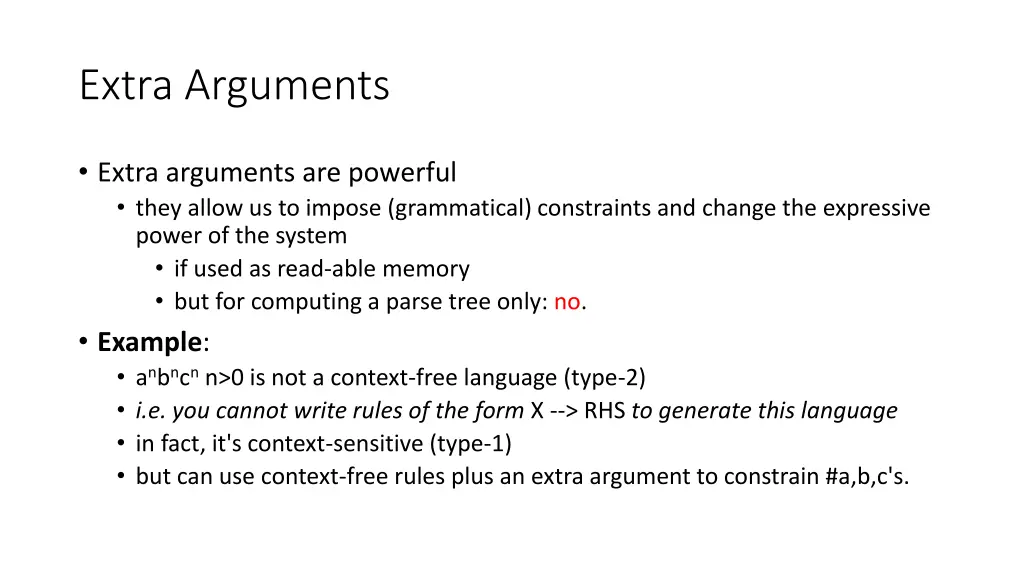 extra arguments