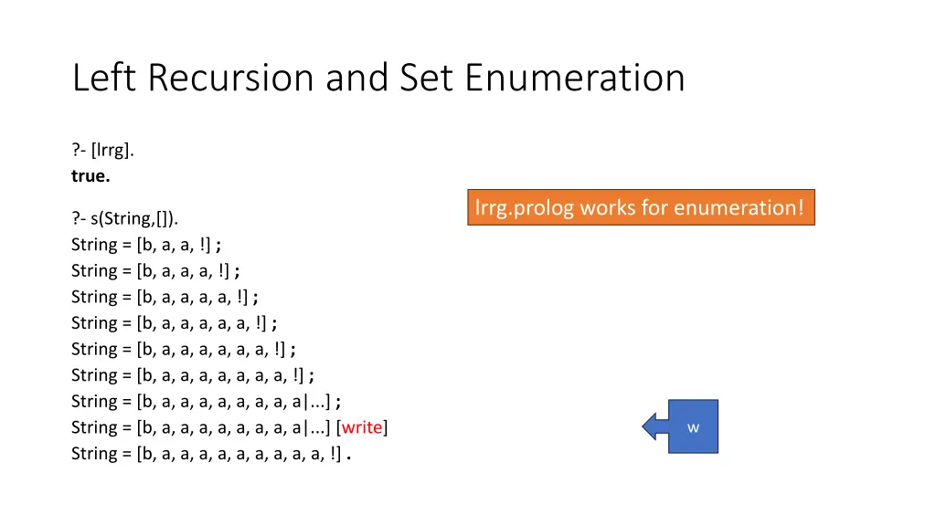 left recursion and set enumeration 1