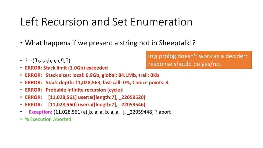 left recursion and set enumeration 3