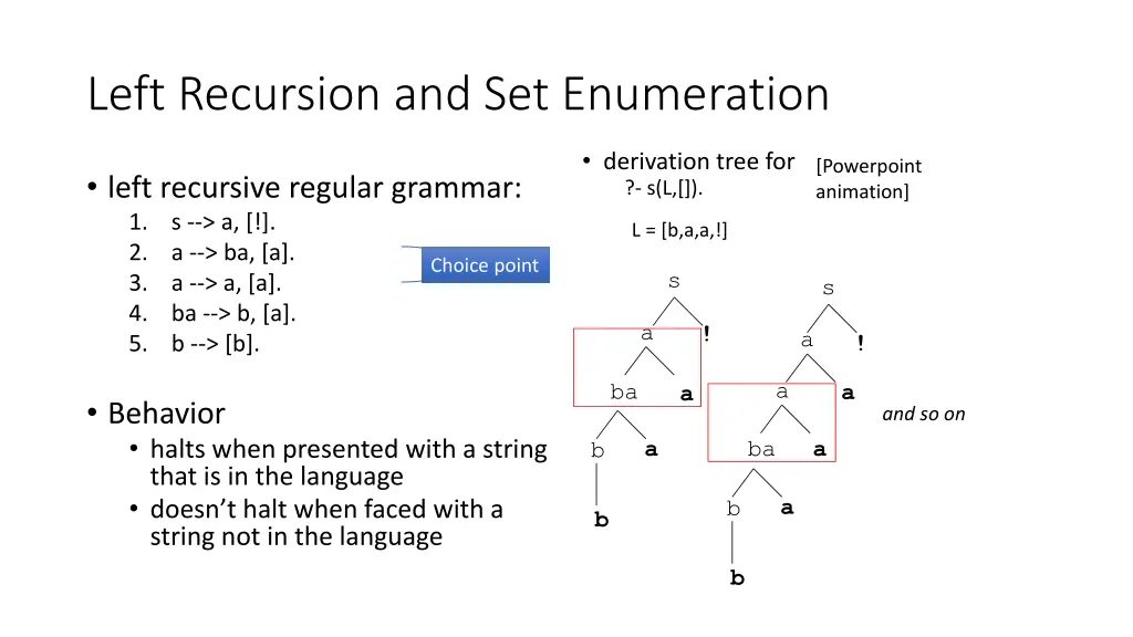 left recursion and set enumeration 5