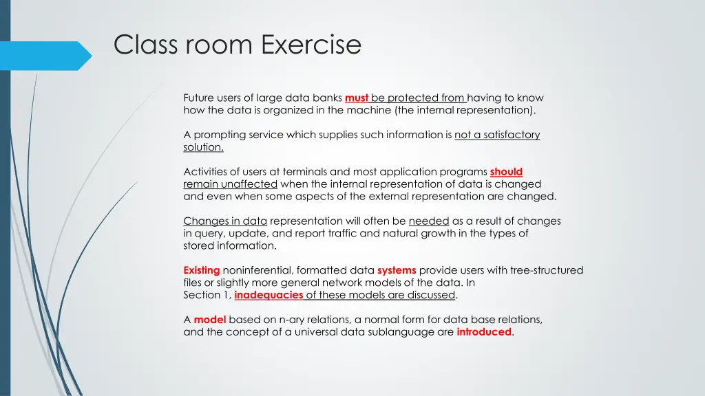 class room exercise 1