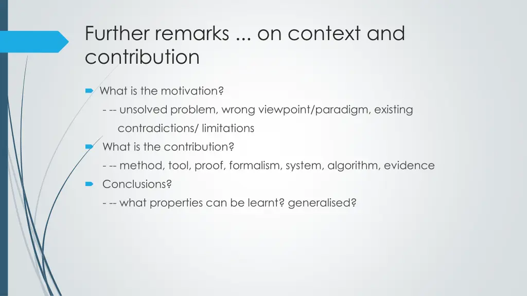 further remarks on context and contribution