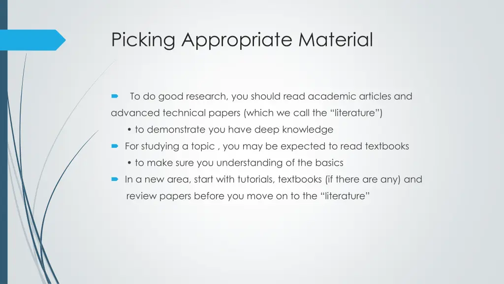 picking appropriate material
