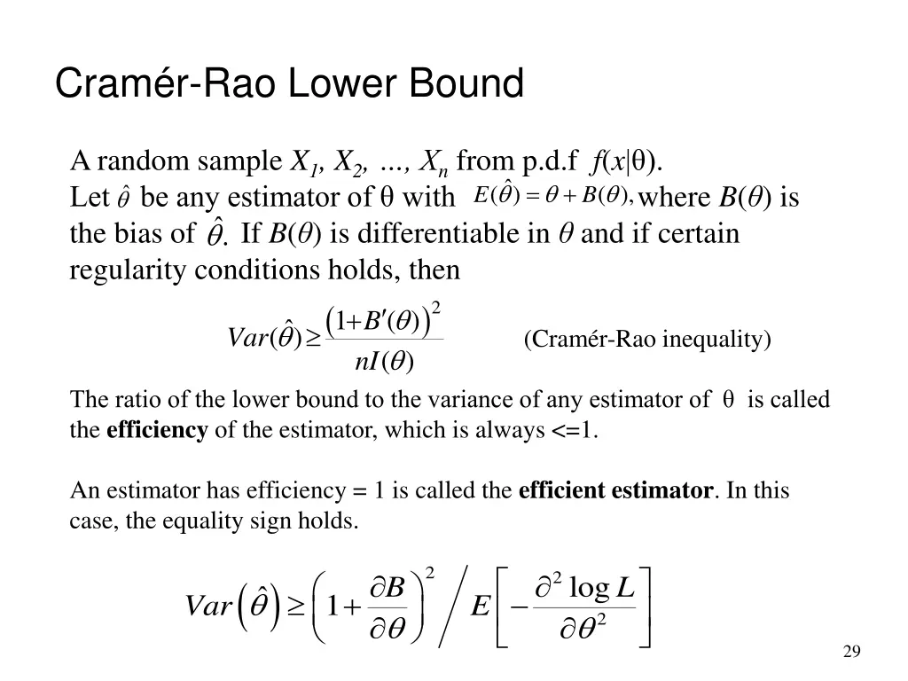cram r rao lower bound