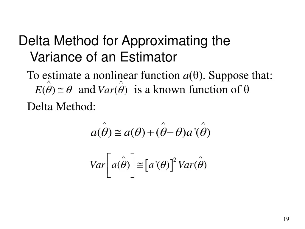delta method for approximating the variance