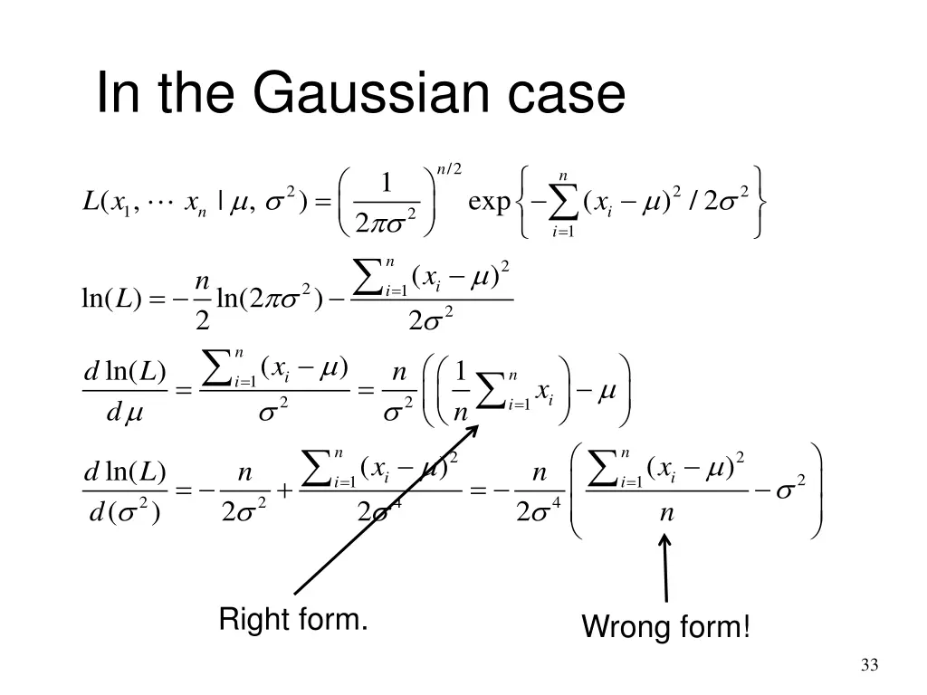 in the gaussian case