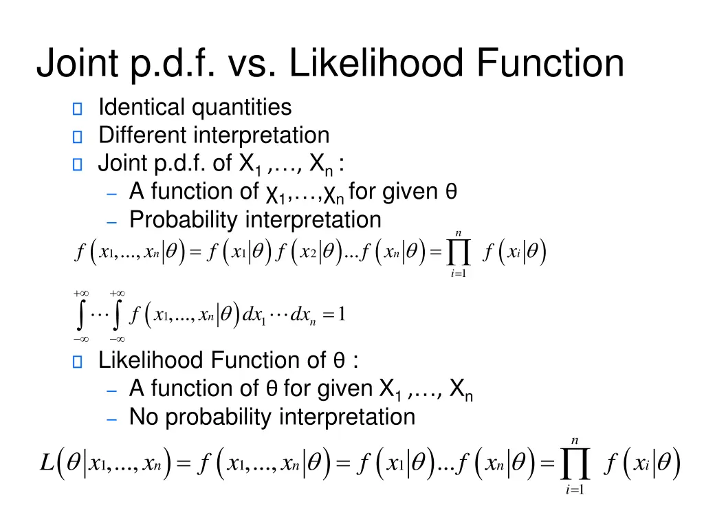 joint p d f vs likelihood function identical