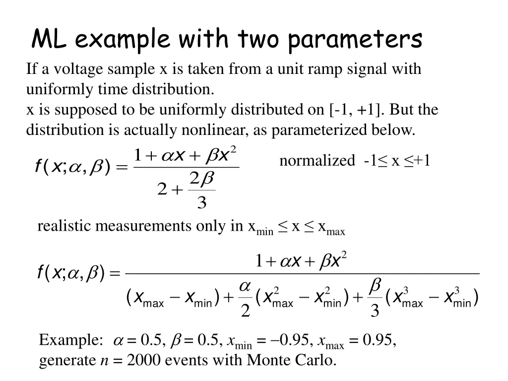 ml example with two parameters if a voltage
