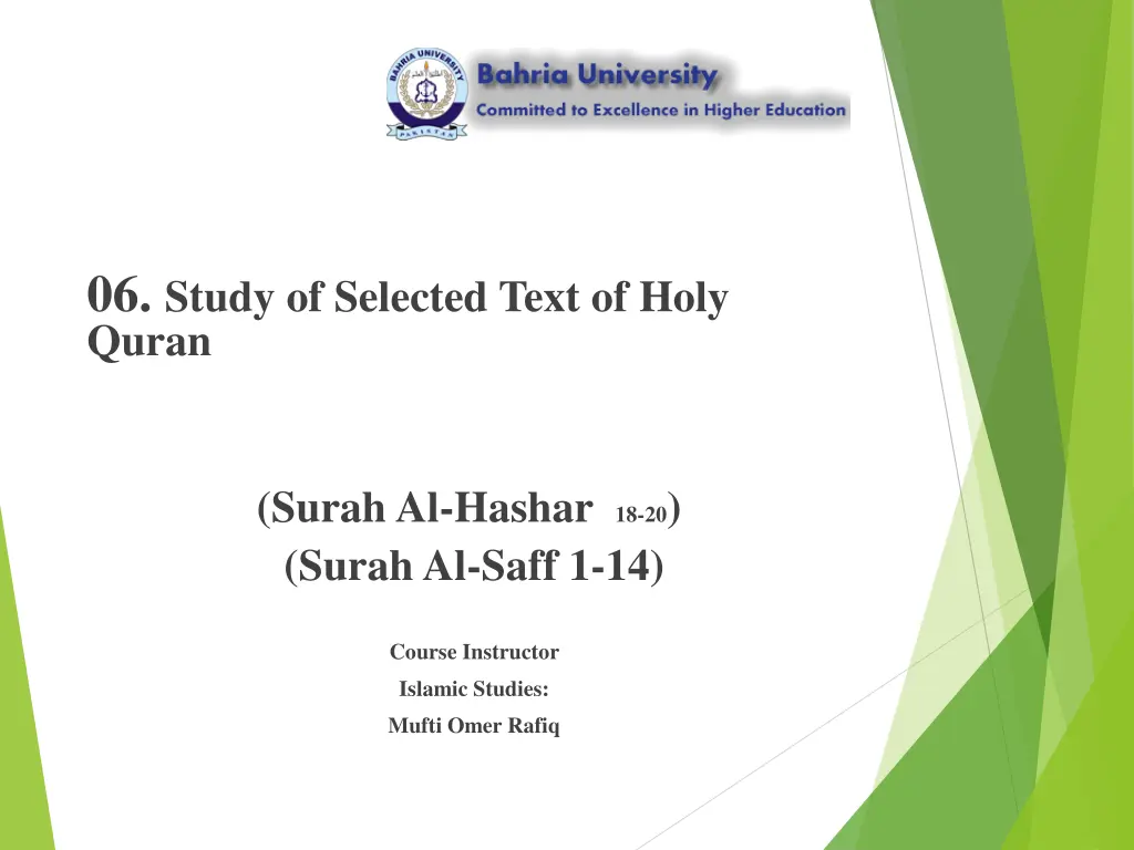 06 study of selected text of holy quran