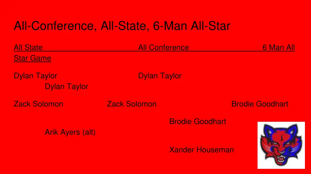 all conference all state 6 man all star