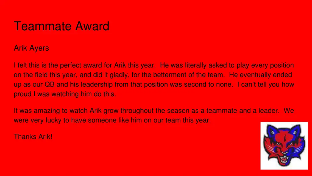 teammate award