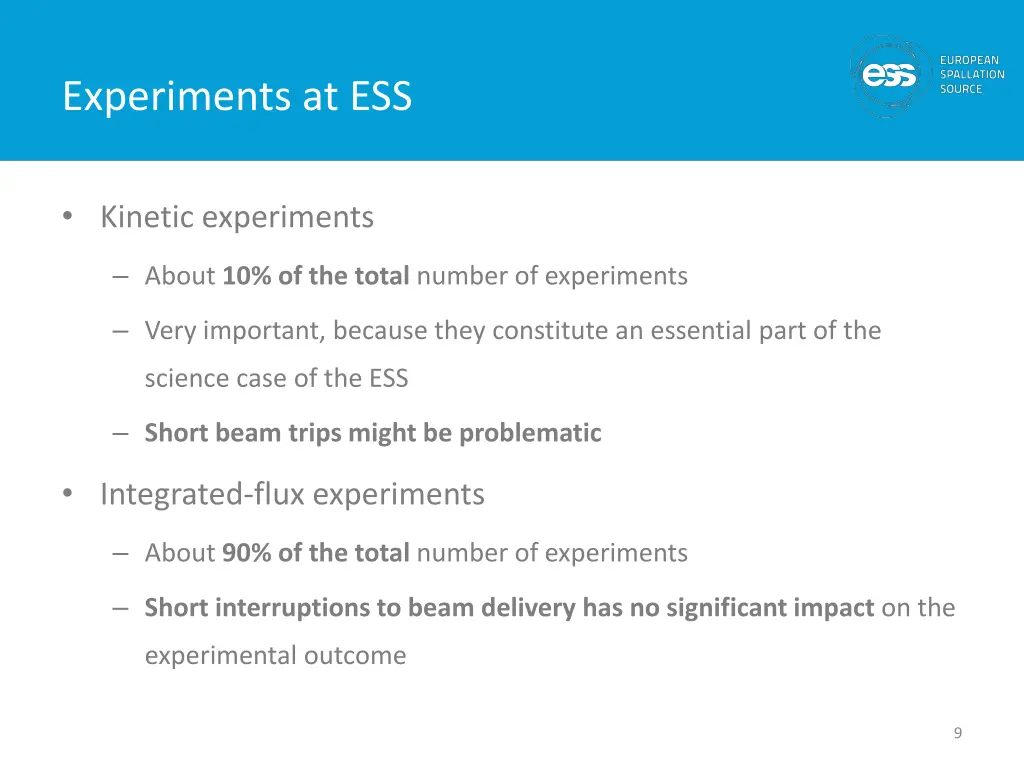 experiments at ess