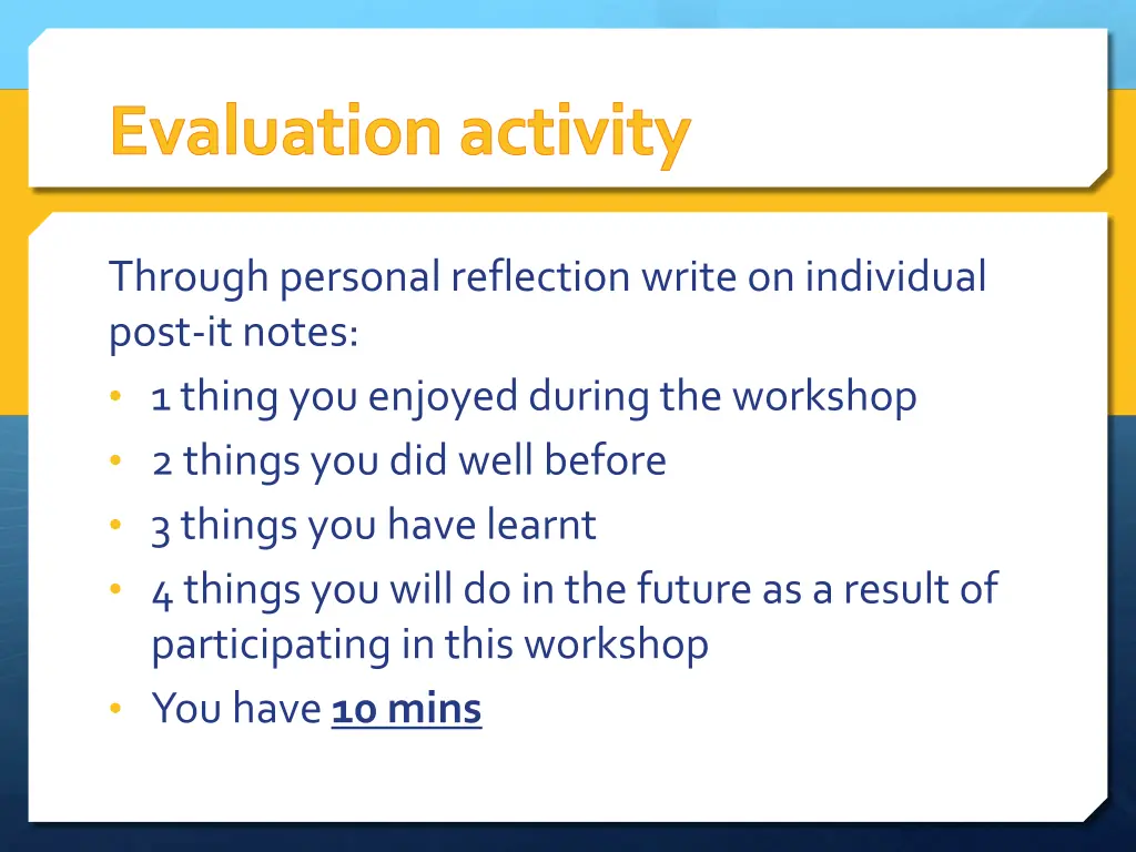 evaluation activity
