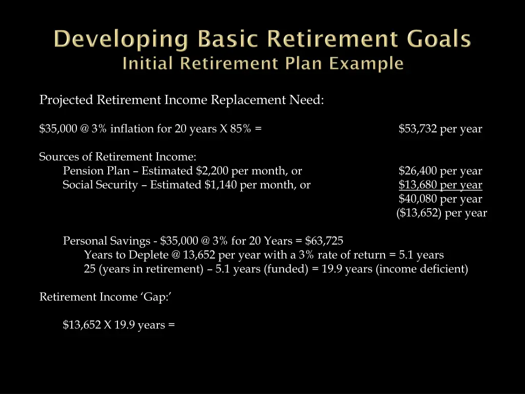 projected retirement income replacement need