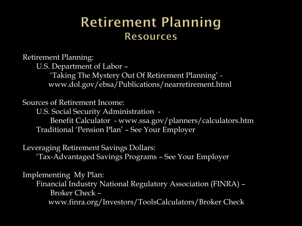 retirement planning u s department of labor