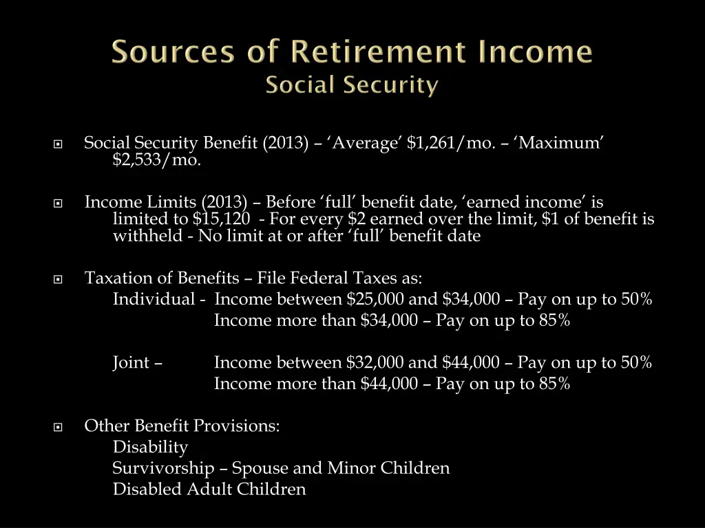 social security benefit 2013 average
