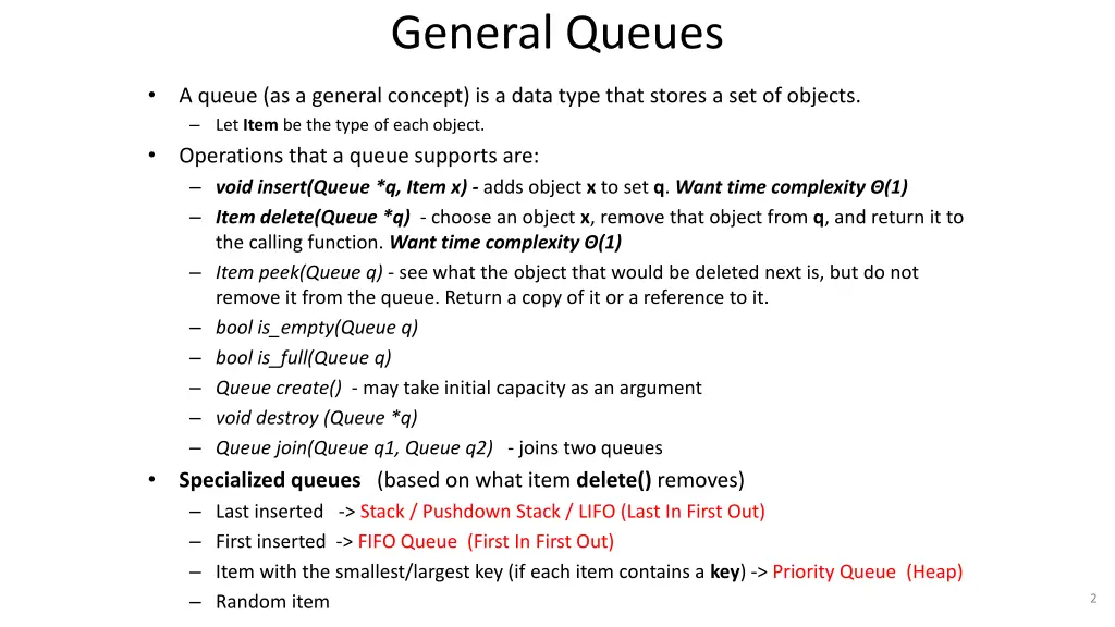 general queues