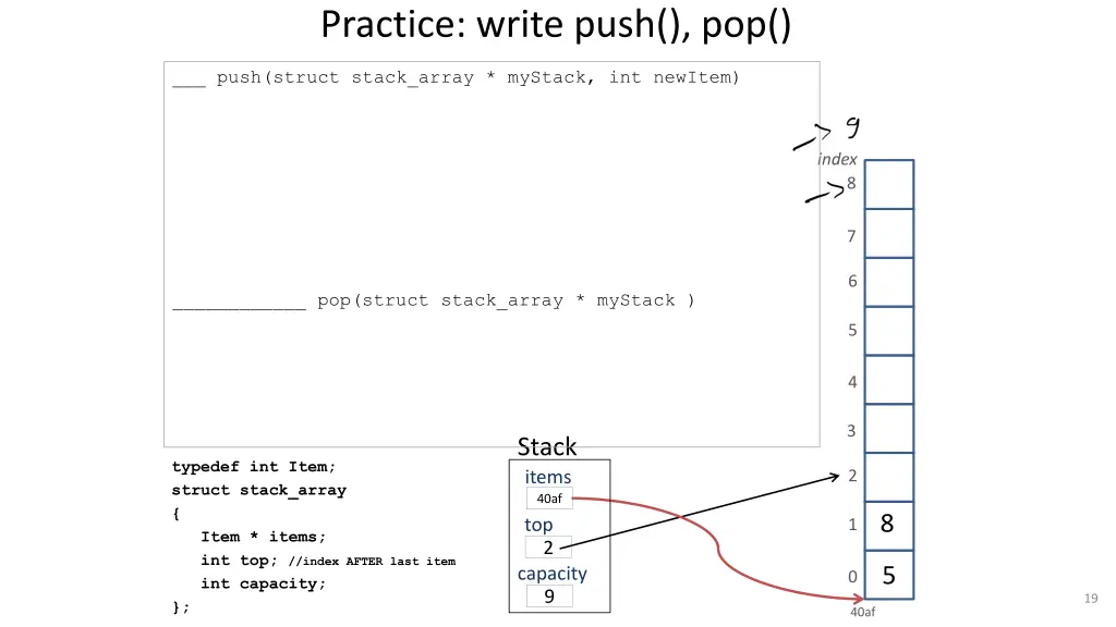 practice write push pop