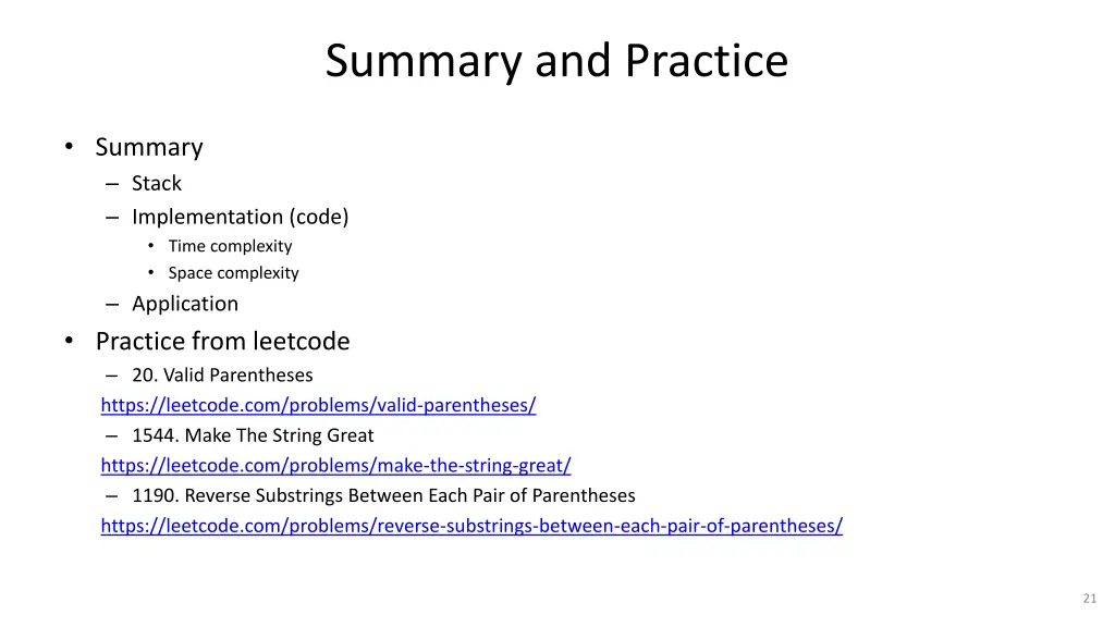 summary and practice