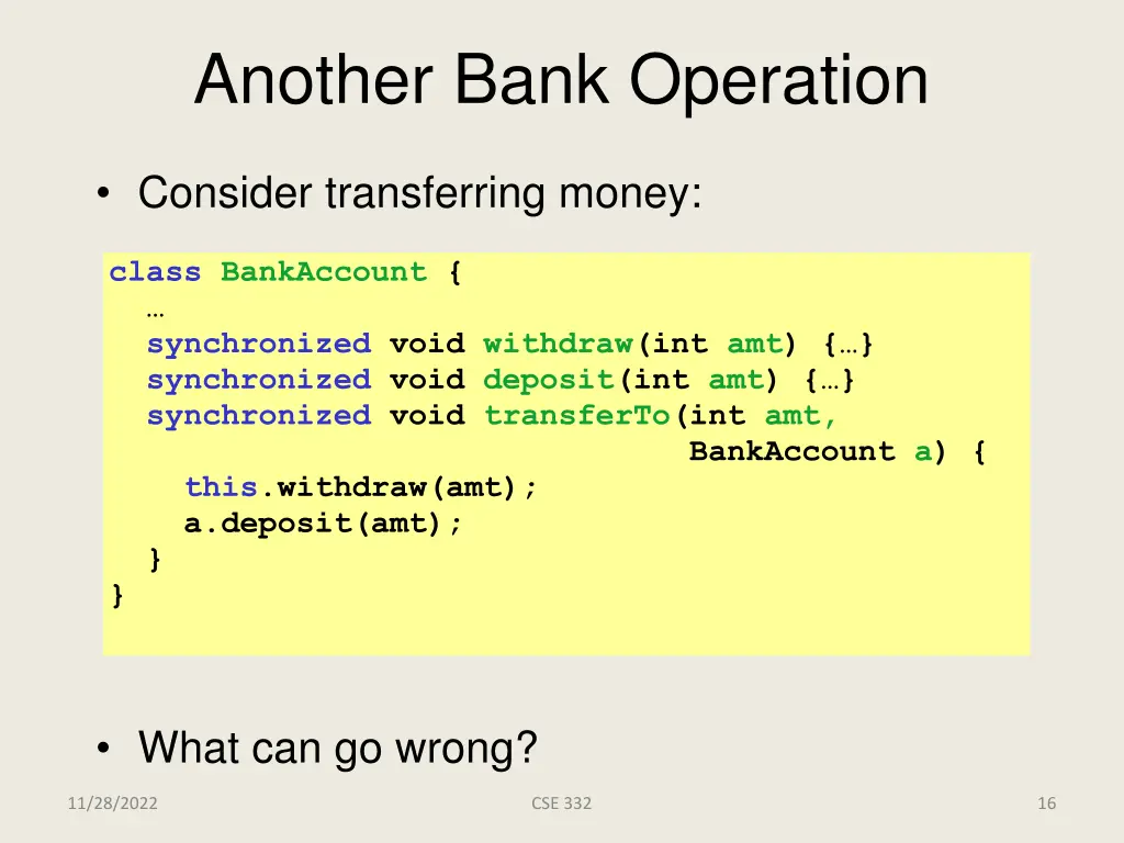 another bank operation