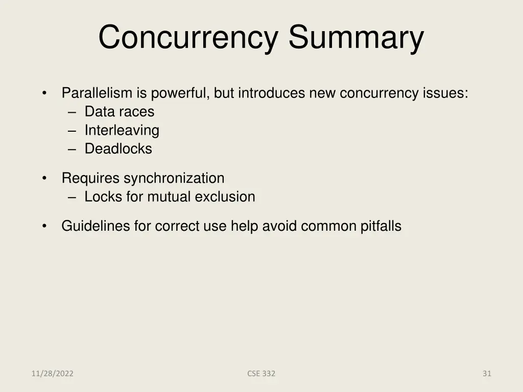 concurrency summary