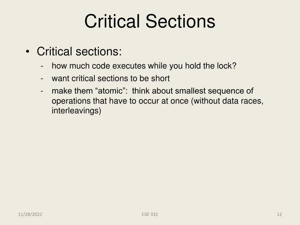 critical sections