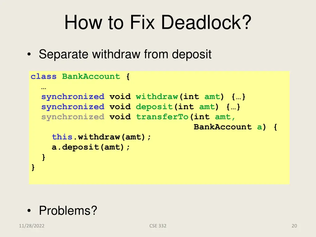 how to fix deadlock 1