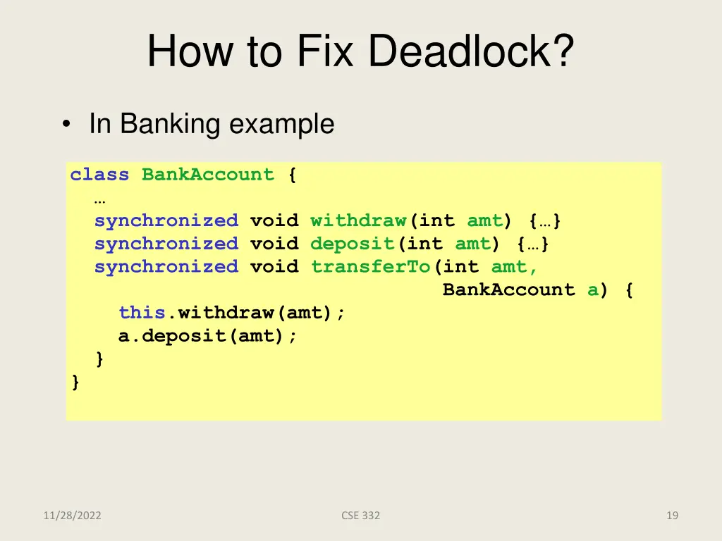 how to fix deadlock