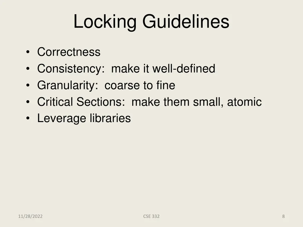 locking guidelines