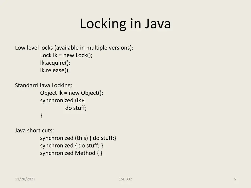 locking in java