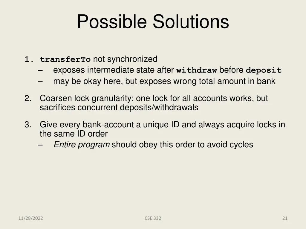 possible solutions