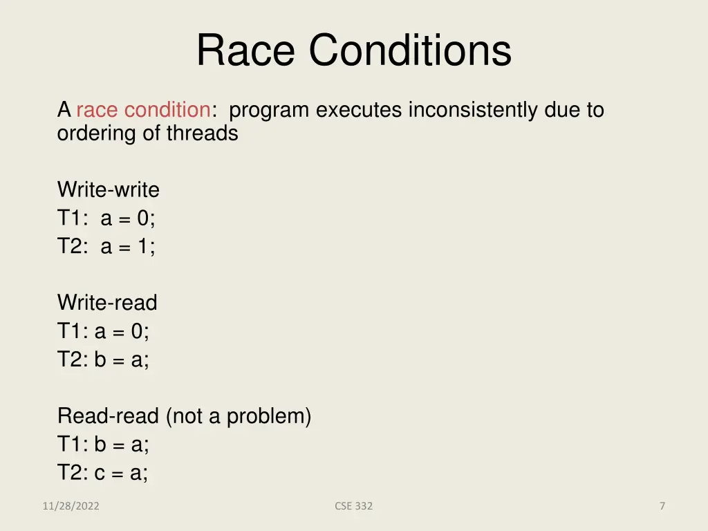 race conditions