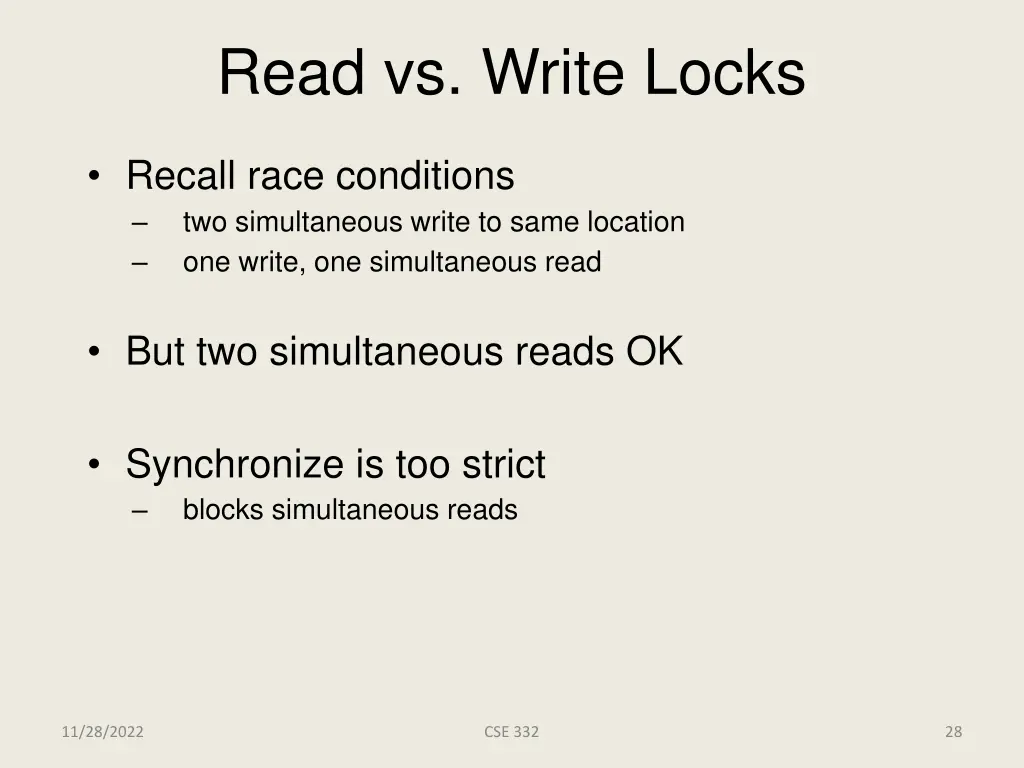 read vs write locks