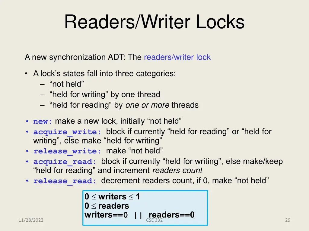 readers writer locks