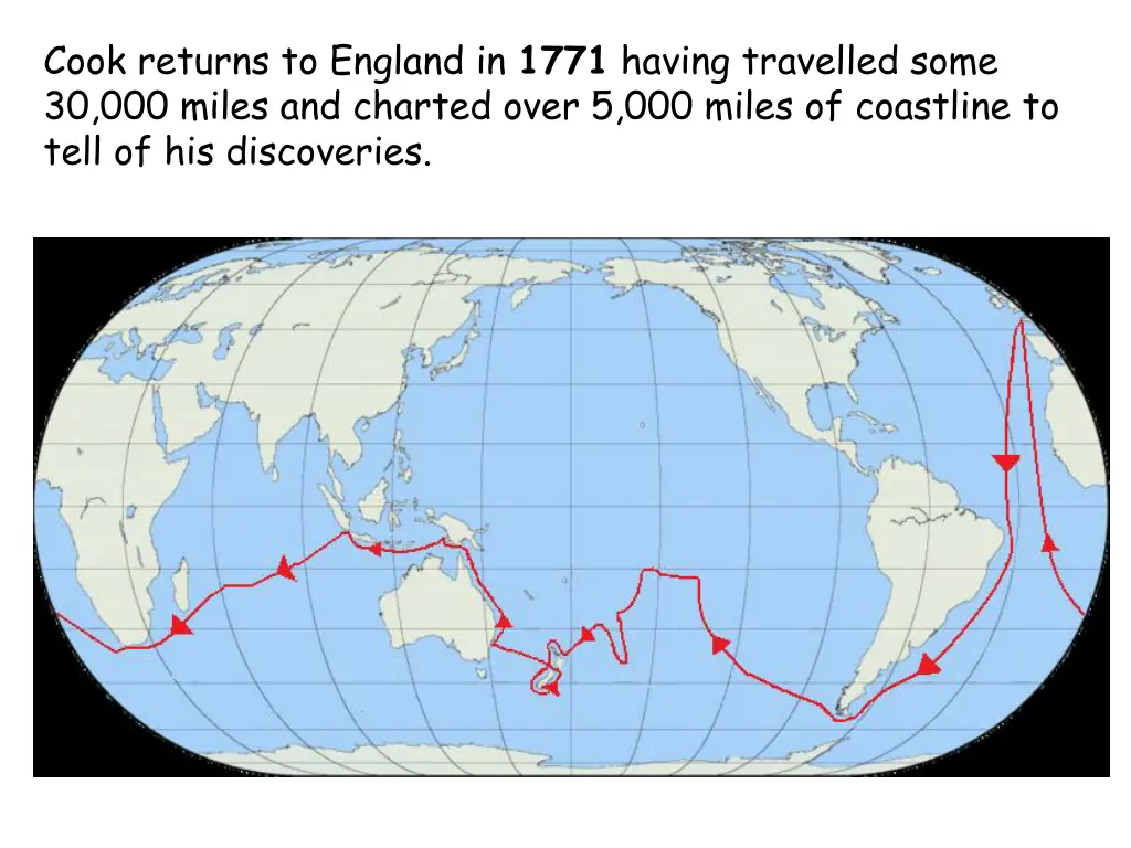 cook returns to england in 1771 having travelled